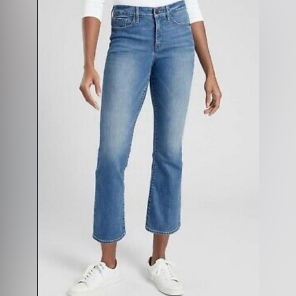 Athleta sculptek high rise crop kick jeans 14 Tall